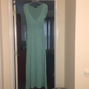 Body central short sleeve long light blue dress